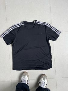 Adidas Black 3-Stripes Athletic T-Shirt