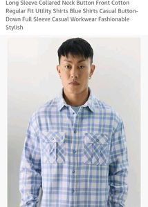 Blue Plaid Button-Down Shirt