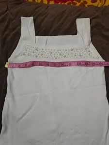 Off White Pearl Detail Top
