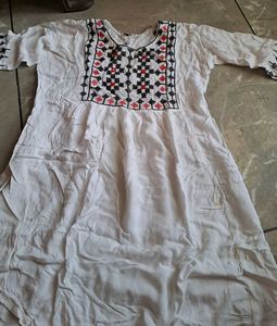 White Embroidery Short Kurti For Daily Wear 🤍🌸💫