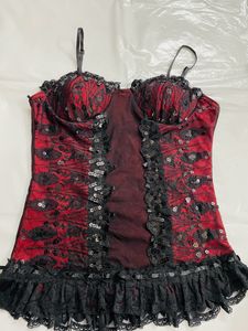 Red &amp; Black Lace Corset Top