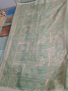 Cream And Green Professional organza Saree