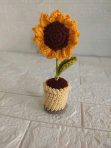 Crochet Sunflower pot Decor 🌻