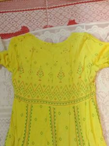Bright Lemon Yellow Anarkali