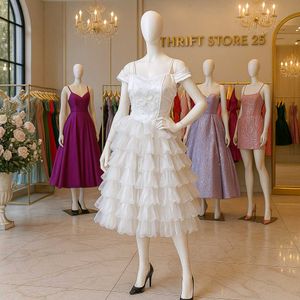 Ruffled White Cocktail Dress