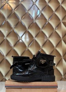 Prada Black Leather Ankle Boots for men