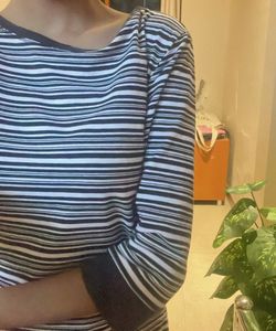 Striped Three Quarter Sleeve Top
