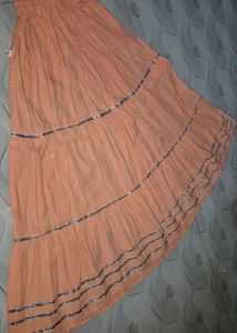 Peach Embroidered Kurta Smark Set For Girls