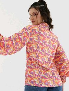 Shein Bishop sleeves abstract print relaxed Shirt