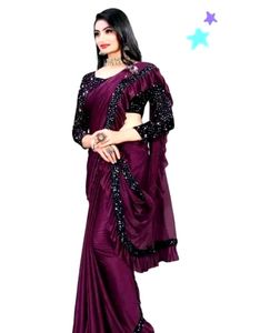 Elegant Ruffled Saree with Sequin Detail