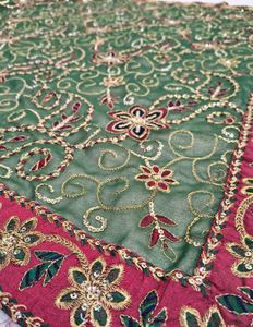 Green Embroidered Saree with bust size blouse 34