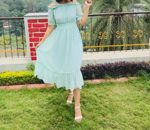 Green Dots Dress.!
