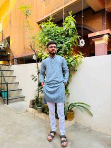 Teal Embellished Kurta With Pant