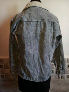 Fuzzy Denim Jacket Size Small Unisex