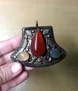 Vintage Gemstone Boho Pendant