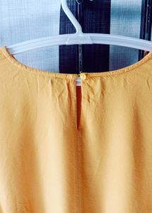 Women Branded Solid Casual Mustard Peplum To