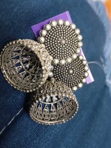 Silver Jhumka Earrings
