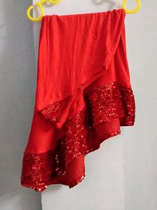 Red Sequin Ethnic Hijab Scarf For Little Girls.