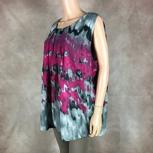 JUNAROSE Pink Grey Abstract Chiffon Sleeveless Top