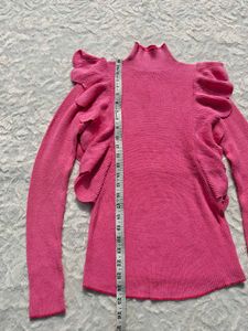 Pink Ruffle Detail Top