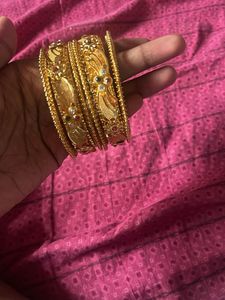 Gold Plated Bangles - Set of 6