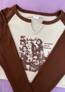 Retro Graphic Print Long Sleeve Top