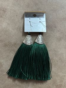 Green Tassel Earrings