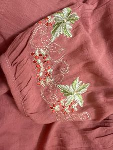 Embroidered Pink Top