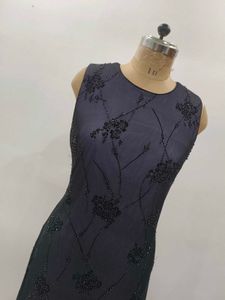 Elegant Navy Lace Maxi Dress