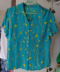 Vintage Floral Button-Down Top