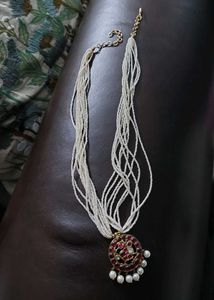 Vintage Seed Pearl &amp; Gemstone Pendant Necklace
