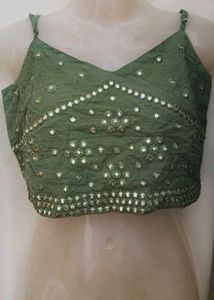 Green Mirror Work Blouse