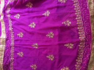 Elegant Purple Embroidered Saree