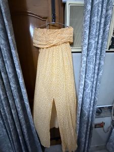 Yellow Floral Slit Maxi Dress