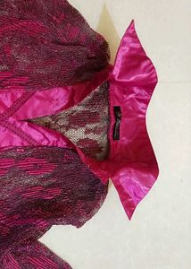 Vintage Maroon Lace Blouse