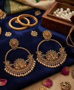 Elegant Golden Hoop chandbali Earrings