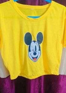 Yellow Mickey Mouse crop top