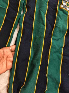 Men Green Black Striped Sweatshirt
