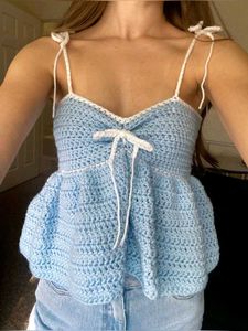 Blue Crochet Tank Top