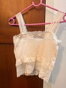 White Lace Bralette Crop Top – Free Size