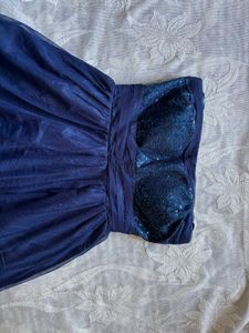 Stunning Navy Blue Sequin Strapless Cocktail Dress