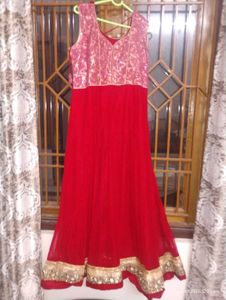 Red & Gold Anarkali Kurta Set