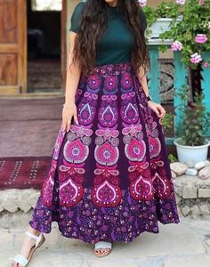 Printed Wrap Around Pink Purple Skirt