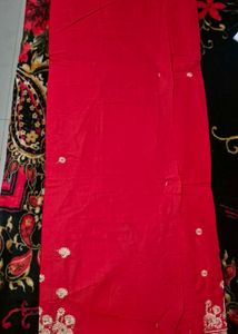 Red Embroidered Salwar Suit Material