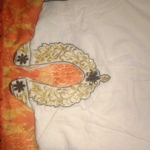 Embroidered Cream &amp; Gold Kurta