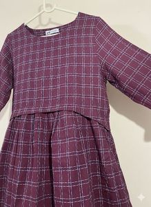 Burgundy Plaid Midi Dress