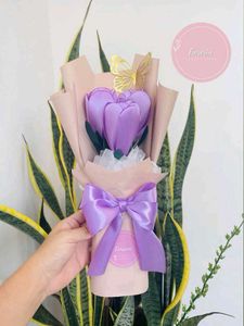 Handmade Ribbon Tulips Bouquet 🌷✨