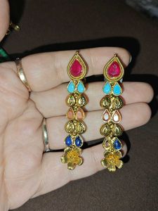 Long Earrings With Multi Stone