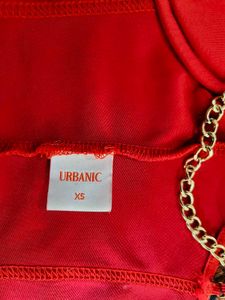 Urbanic Red Chain Detail Bustier Top
