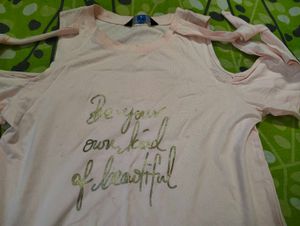 Pink Cold Shoulder Graphic Tee
